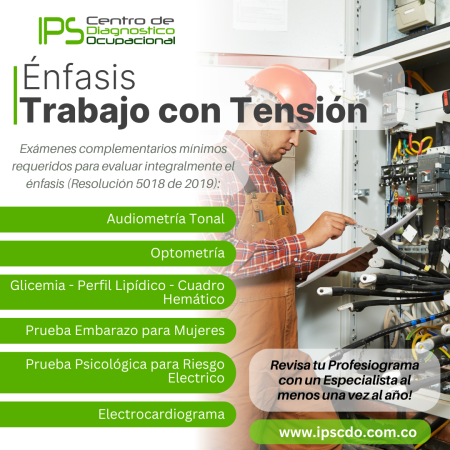 Examenes minimos requeridos para evaluar el Enfasis para Trabajos con Tension
