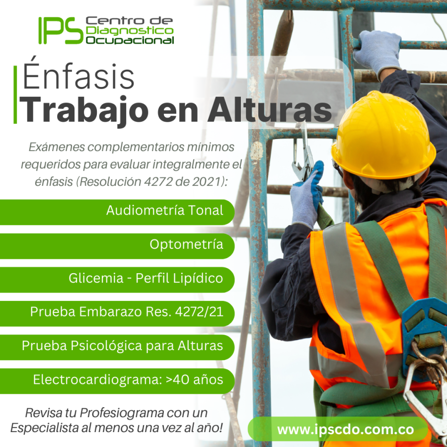 Examenes minimos requeridos para evaluar el Enfasis en Trabajo en Alturas